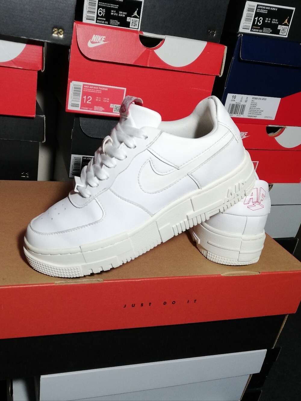 NIKE AIR FORCE 1 PIXEL PLATFORM WOMEN'S US SIZE 6.5 WHITE-SAIL GREAT COND